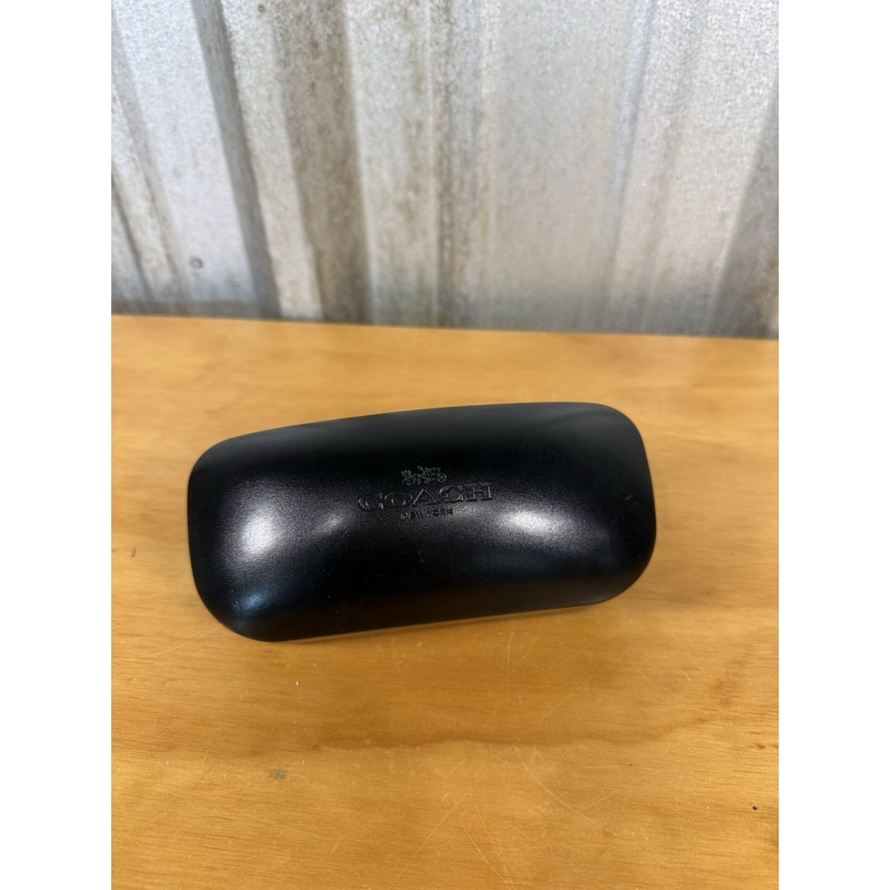 New Coach Eyewear Large Black Leather Hard Clamshell Case Sunglasses W/cloth